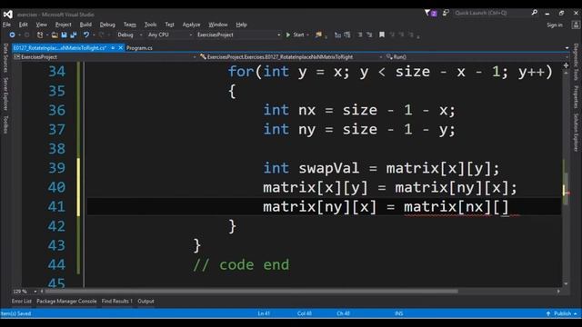 rotate inplace nxn matrix to right in c# смотреть онлайн