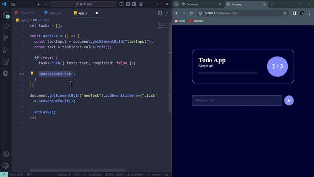 How to create a Todo List App Using HTML, CSS & JavaScript | JavaScript Project tutorial
