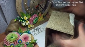 ?ШИКАРНАЯ ШКАТУЛКА ИЗ ДЖУТА И МЕШКОВИНЫ/ЦВЕТЫ ИЗ ДЖУТА/ Box of JUTE with MAGNOLIA