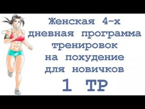 Женская 4 х дневная программа тренировок на похудение для новичков (1 тр)