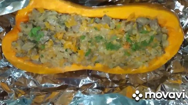 Тыква, фаршированная печенью, в духовке. Pumpkin Suffed With Liver In The Oven. смотреть онлайн