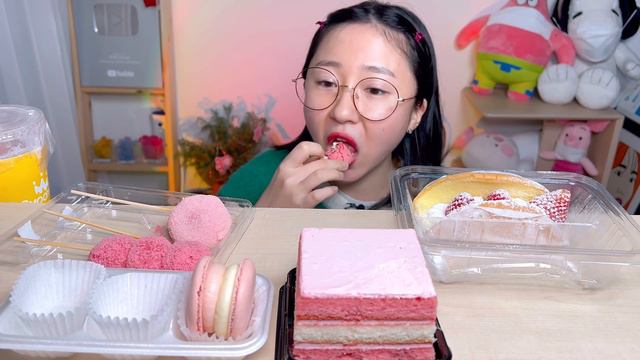 편의점 딸기🍓 디저트 케이크🍰 마카롱 찹쌀떡🍡 스무디킹🥤 디저트 먹방 Dessert Mukbang