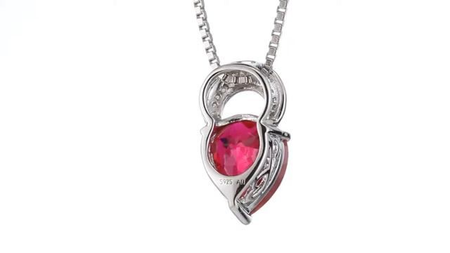 3 cts Halo Style Pear Cut Ruby Sterling Silver Pendant SP10534 by Peora Jewelry