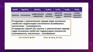 Химия. 10 класс. Закономерность изменения кислотно- основных свойств соединений /23.09.2020/