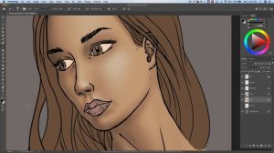 Drawing in Photoshop 8- The Face - Painting in Skin