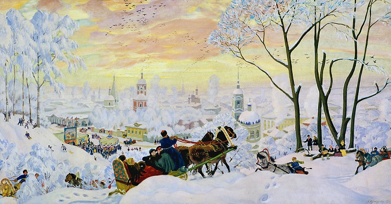 Русская зима Бориса Кустодиева: яркая, динамичная, жизнеутверждающая.