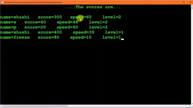 Typing game project in c language with source code