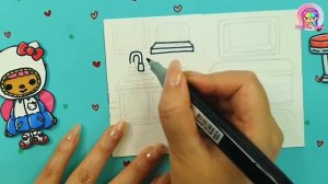 How to draw Hello Kitty ? Mini House [Tutorial] Toca Boca Paper Quiet Book DIY