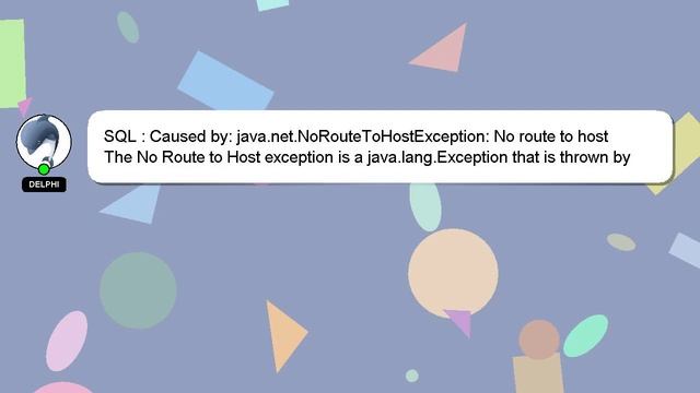 SQL : Caused by: java.net.NoRouteToHostException: No route to host смотреть онлайн