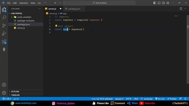 Creating Node Server Nodejs Job Portal Application Nodejs Project Nodejs Tutorial Nodejs Course