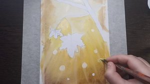 Рисунок гуашью. Клиновые листья