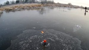 Рыбалка на флажки по первому льду. Заказали ПИЦЦУ на ЛЕД)