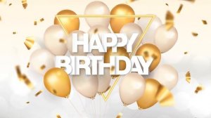 White and Gold birthday theme with balloons and confetti background video loops HD 3 hours