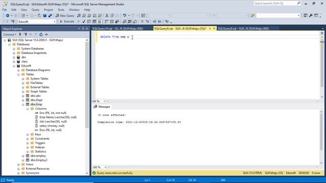 Commit Rollback SavePoint Statements in SQL Server-MS SQL Server complete course in Telugu-Lesson-1