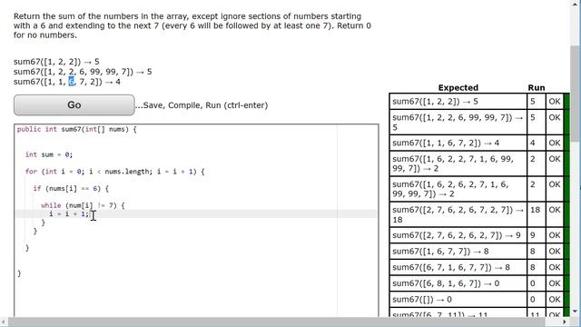 Coding Bat Solution - Arrays 2 - sum67 (Approach 2) смотреть онлайн