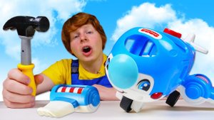 Самолет не смог взлететь. Чиним машины - Крутые видео для мальчиков про игры в машинки