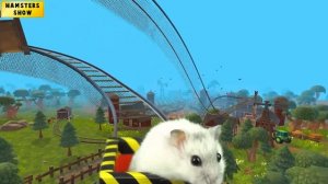 Hamster in Roller Coaster Through a Snowy Forest with Bear