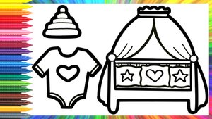 Как нарисовать детскую кровать  для детей