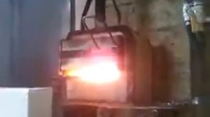 Работа газового горна на сварочной температуре.