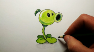 Как нарисовать Горохострел из игры Plants vs Zombies