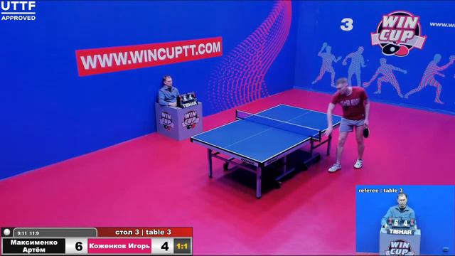 Максименко Артём 3-2 Коженков Игорь Турнир Восток 3 WIN CUP 29.01.21 Прямая трансляция Зал 3 смотреть онлайн