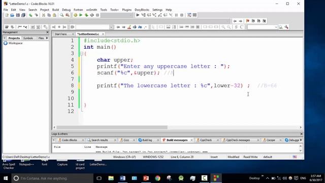 C programming Bangla Tutorial 5.24 : Upper to lowercase letter