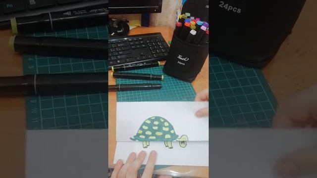 злая черепаха. поделка из бумаги. рисуем. скетч маркеры смотреть онлайн