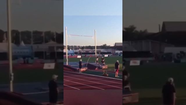 Renaud Lavillenie casually clears 5.40m with a back flip 😮🤔 #shortsvideo #polevault #athletics