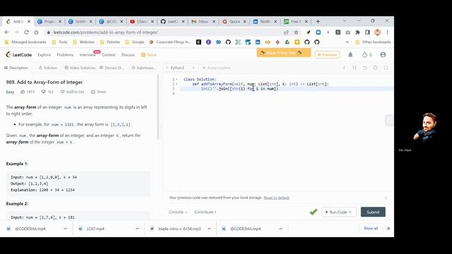 LC989 : Add to Array-Form of Integer смотреть онлайн