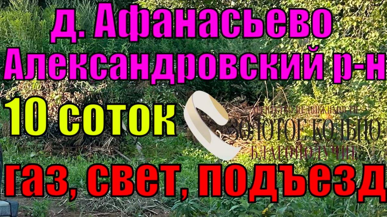 Участок 10 соток в дер. Афанасьево, около дороги,  рядом гор. Александров, Владимирская обл.