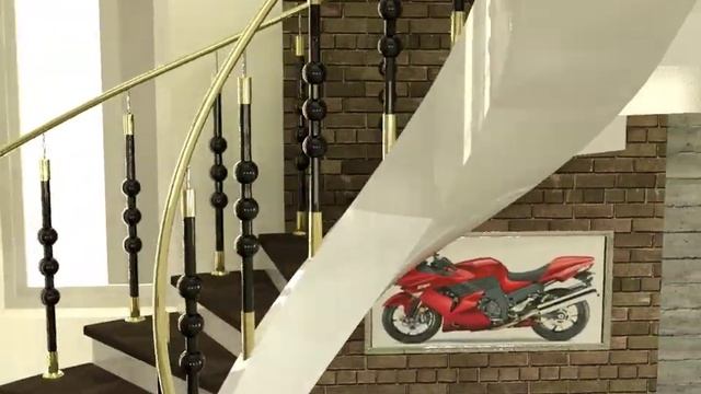 Модель 9. Винтовая бетонная лестница на косоуре с зеркальным дном. смотреть онлайн