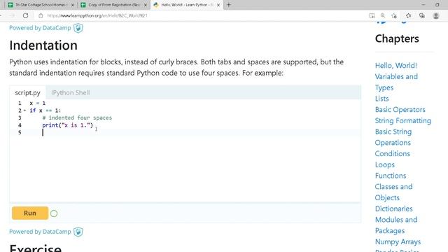 Python 1.Hello, World!   Learn Python   Free Interactive Python Tutorial and 2 more pages