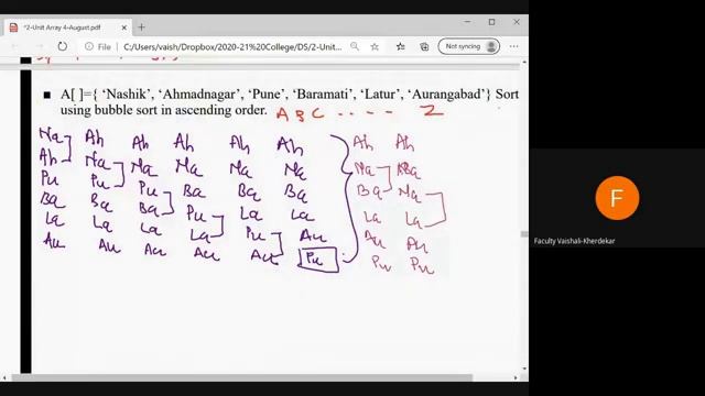 Sorting string using bubble sort