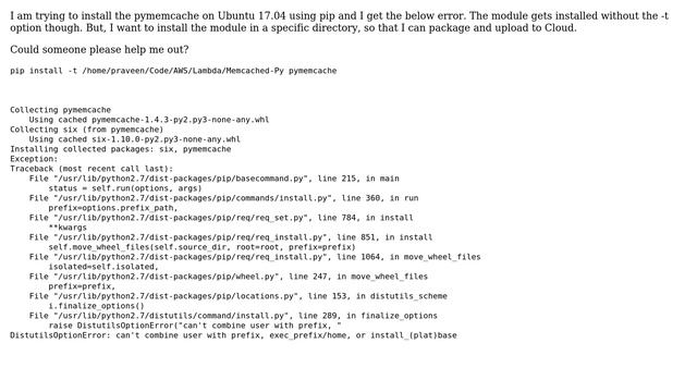 Ubuntu: Installing python packages using pip