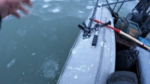 Первый лед. Рыбалка с аэролодки. Ловля судака на Вибы.