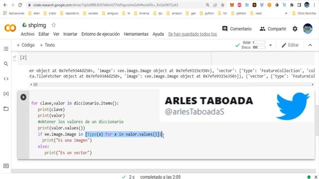 4.Python: Colab, Identificar un Vector o Raster en Google Earth Engine || items(), values(), type() смотреть онлайн