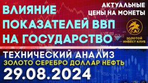 Анализ рынка золота, серебра, нефти и доллара 29 августа 2024 г