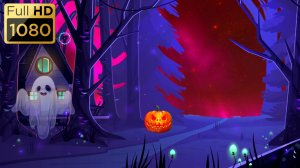 Анимационный фон "Ночь на Хэллоуин". Cartoon background "Halloween night".