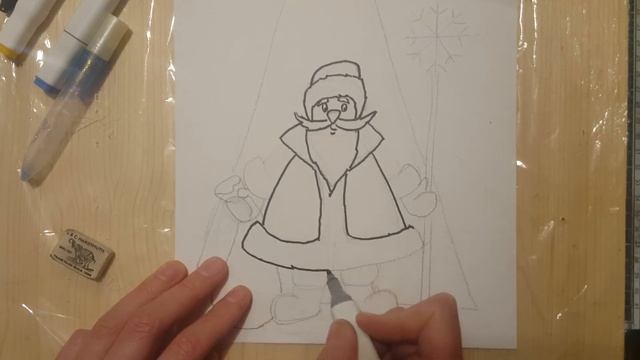 Рисуем деда мороза и ёлочку