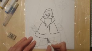 Рисуем деда мороза и ёлочку