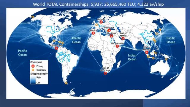 Containership Sailings Between Asia, United States & Europe, Mid-2022