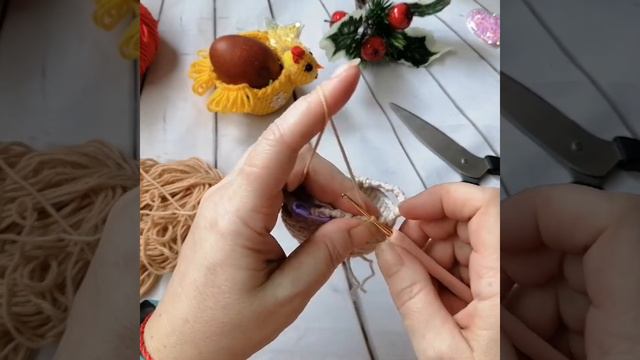 Мк пасхальная корзиночка крючком. Авторская работа.