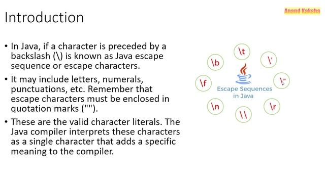 What is escape sequence or characters in java ? Examples | Java tutorial for beginners