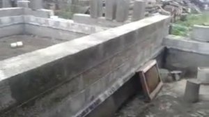 Кладка арболита второй ряд
