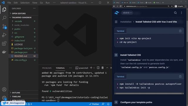 Установка TailwindCSS