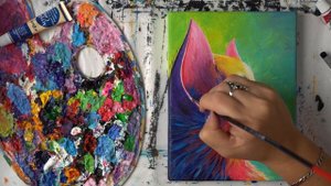 The Colorful Sweet Cat - Acrylic painting / Homemade Illustration (4k)