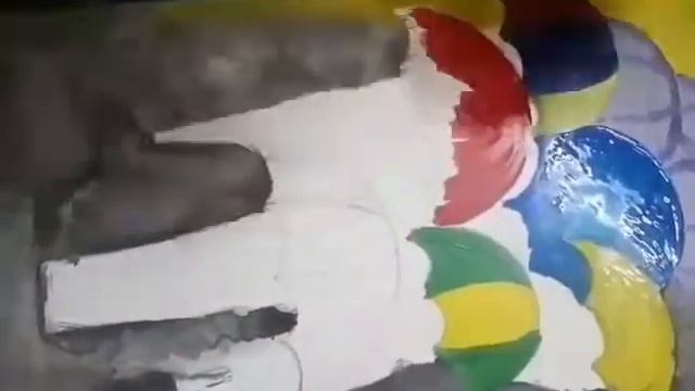 Poster color painting of rainbow umbrella