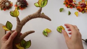 ? Осенняя ПОДЕЛКА с ЁЖИКОМ?. Деревце из джута и ленты МК/DIY
