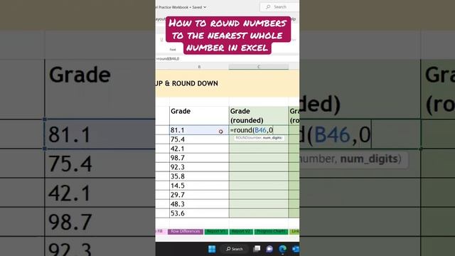 How to round numbers to the nearest whole number in Excel