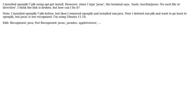 Ubuntu: Openjdk-7-jdk some commands not recognized?